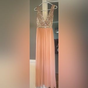Lulus rose gold/blush dress w/sequin top